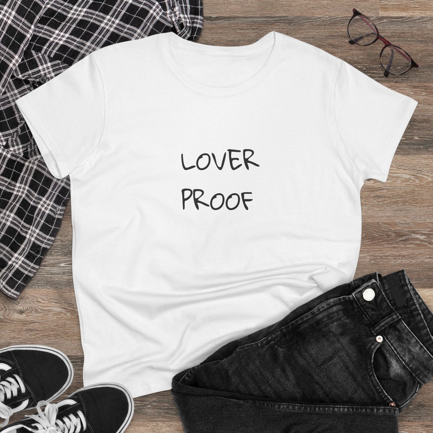 Lover Proof Women's Midweight Cotton Tee - Casual Love Statement Shirt